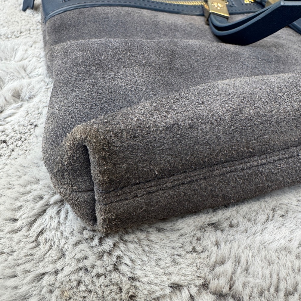 Spartina 449 ‎ Navy Gray Leather Suede Crossbody Bag Gold Hardware - Picture 9 of 15